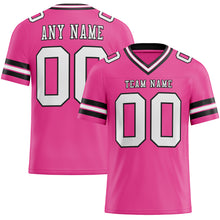 Load image into Gallery viewer, Custom Pink White-Black Mesh Authentic Football Jersey
