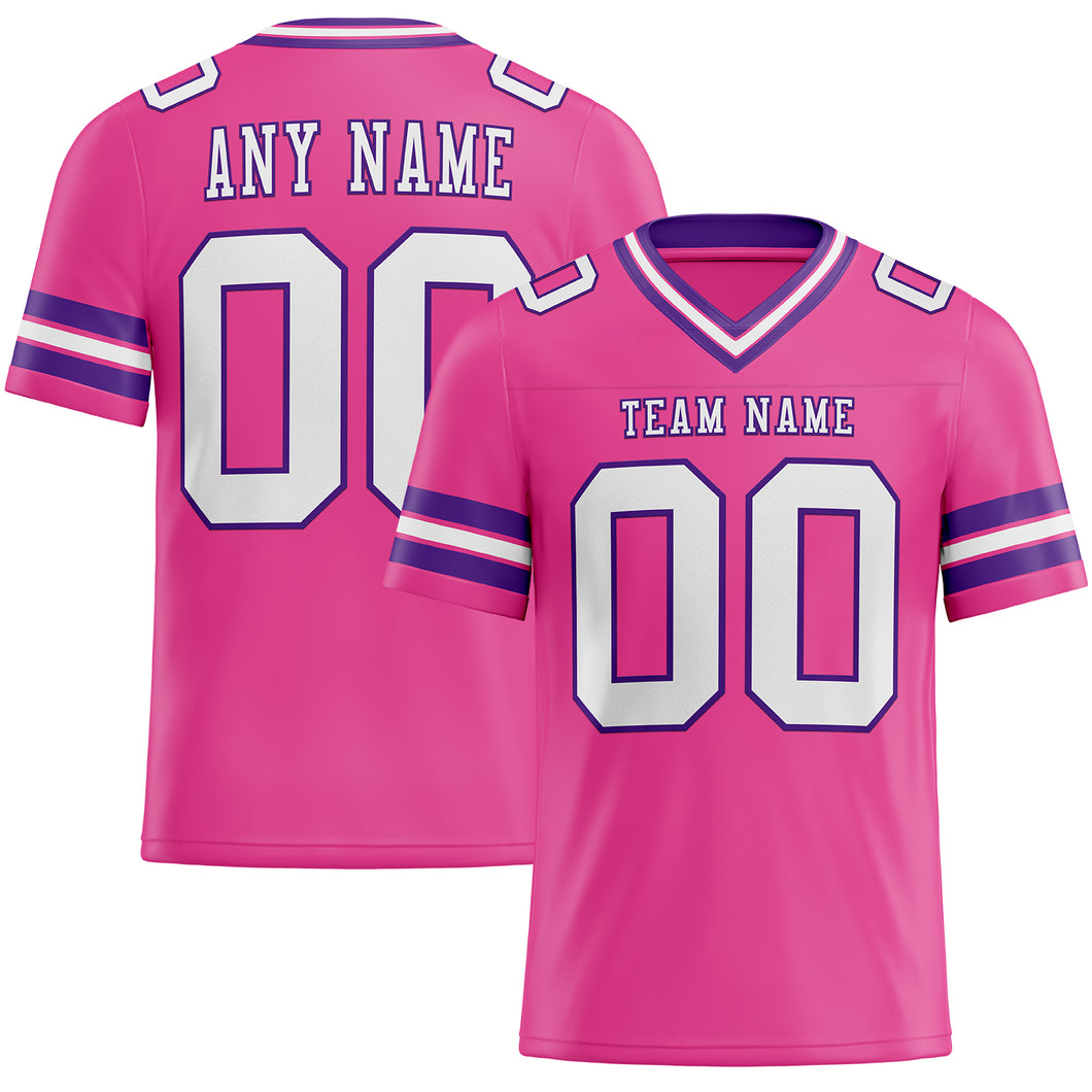 Custom White Light Blue Black-Pink Mesh Authentic Football Jersey