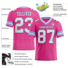 Laden Sie das Bild in den Galerie-Viewer, Custom Pink White-Light Blue Mesh Authentic Football Jersey
