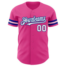 Load image into Gallery viewer, Custom Pink White-Royal Authentic Baseball Jersey
