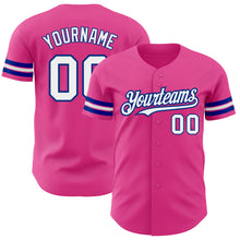 Laden Sie das Bild in den Galerie-Viewer, Custom Pink White-Royal Authentic Baseball Jersey
