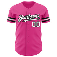 Load image into Gallery viewer, Custom Pink White-Black Authentic Baseball Jersey
