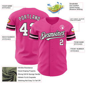 Custom Pink White-Black Authentic Baseball Jersey