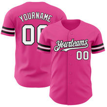 Load image into Gallery viewer, Custom Pink White-Black Authentic Baseball Jersey

