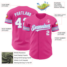 Laden Sie das Bild in den Galerie-Viewer, Custom Pink White-Light Blue Authentic Baseball Jersey
