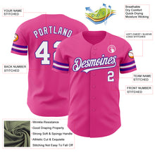 Load image into Gallery viewer, Custom Pink White-Purple Authentic Baseball Jersey
