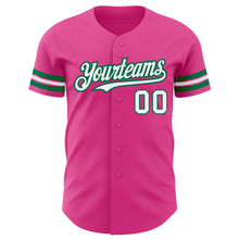 Laden Sie das Bild in den Galerie-Viewer, Custom Pink White-Kelly Green Authentic Baseball Jersey
