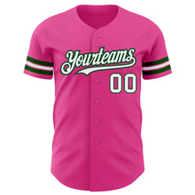 Laden Sie das Bild in den Galerie-Viewer, Custom Pink White-Green Authentic Baseball Jersey
