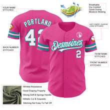 Load image into Gallery viewer, Custom Pink White-Teal Authentic Baseball Jersey
