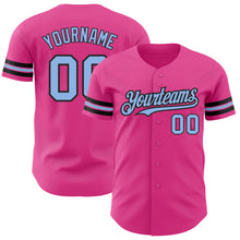 Load image into Gallery viewer, Custom Pink Light Blue-Black Authentic Baseball Jersey
