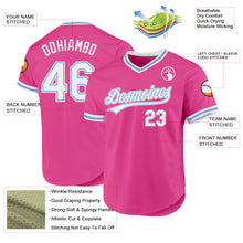 Laden Sie das Bild in den Galerie-Viewer, Custom Pink White-Light Blue Authentic Throwback Baseball Jersey
