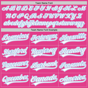 Custom Pink White-Light Blue Authentic Throwback Baseball Jersey
