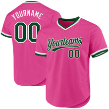 Load image into Gallery viewer, Custom Pink Green-White Authentic Throwback Baseball Jersey
