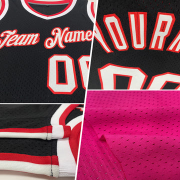 Custom Pink White-Gold Authentic Throwback Basketball Jersey