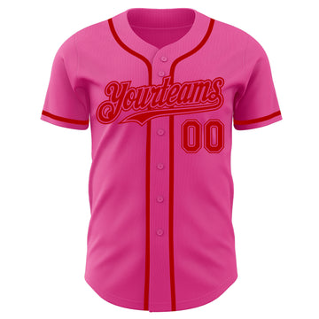 Custom Pink Red Authentic Baseball Jersey