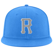 Load image into Gallery viewer, Custom Powder Blue Gray-White Stitched Adjustable Snapback Hat
