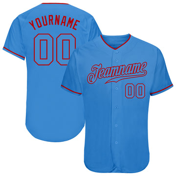 Custom Powder Blue Powder Blue-Red Authentic Baseball Jersey