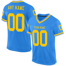 Load image into Gallery viewer, Custom Powder Blue Gold Mesh Authentic Throwback Football Jersey
