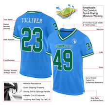 Load image into Gallery viewer, Custom Powder Blue Kelly Green-White Mesh Authentic Throwback Football Jersey
