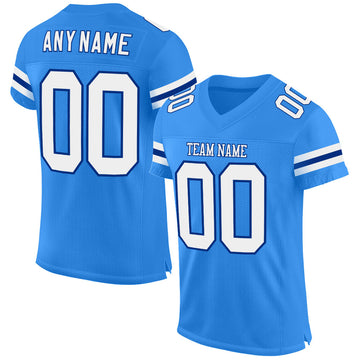 Custom Powder Blue White-Royal Mesh Authentic Football Jersey