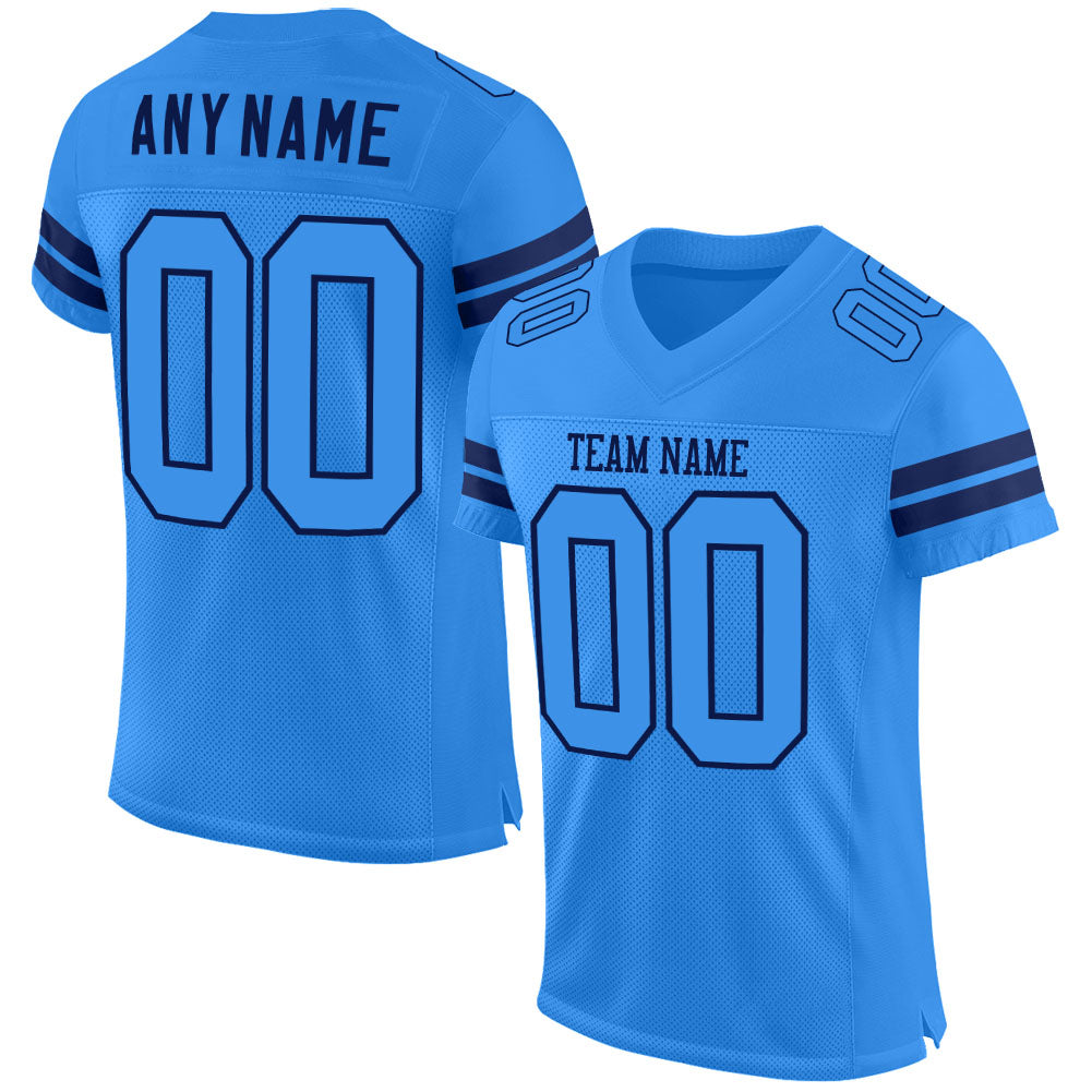 Custom Powder Blue Powder Blue-Navy Mesh Authentic Football Jersey