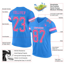 Load image into Gallery viewer, Custom Powder Blue Pink-Black Mesh Authentic Football Jersey
