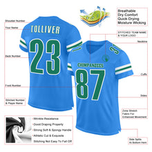 Laden Sie das Bild in den Galerie-Viewer, Custom Powder Blue Kelly Green-White Mesh Authentic Football Jersey
