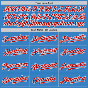Custom Powder Blue Red-White Authentic Baseball Jersey