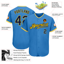Load image into Gallery viewer, Custom Powder Blue Navy Gold-White Authentic Baseball Jersey
