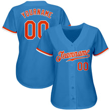 Load image into Gallery viewer, Custom Powder Blue Orange-White Authentic Baseball Jersey
