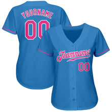 Load image into Gallery viewer, Custom Powder Blue Pink-White Authentic Baseball Jersey
