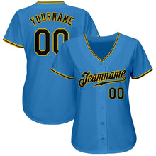 Laden Sie das Bild in den Galerie-Viewer, Custom Powder Blue Black-Gold Authentic Baseball Jersey
