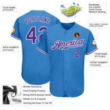 Load image into Gallery viewer, Custom Powder Blue Purple-White Authentic Baseball Jersey
