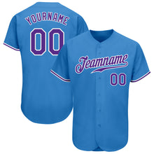 Load image into Gallery viewer, Custom Powder Blue Purple-White Authentic Baseball Jersey
