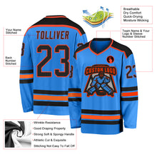 Laden Sie das Bild in den Galerie-Viewer, Custom Powder Blue Black-Orange Hockey Jersey
