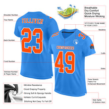 Load image into Gallery viewer, Custom Powder Blue Orange-White Mesh Authentic Football Jersey
