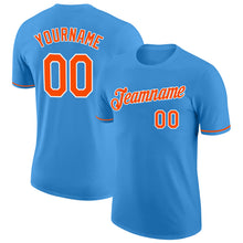 Load image into Gallery viewer, Custom Powder Blue Orange-White Performance T-Shirt
