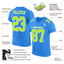 Load image into Gallery viewer, Custom Powder Blue Neon Green-White Mesh Authentic Football Jersey
