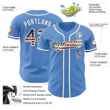 Загрузить изображение в средство просмотра галереи, Custom Powder Blue Vintage USA Flag-Cream Authentic Baseball Jersey

