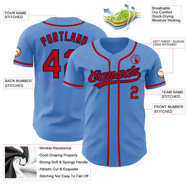 Cheap Custom Powder Blue Red-Navy Authentic Baseball Jersey Free Shipping –  CustomJerseysPro