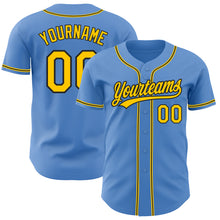 Laden Sie das Bild in den Galerie-Viewer, Custom Powder Blue Yellow-Black Authentic Baseball Jersey
