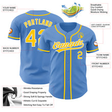 Laden Sie das Bild in den Galerie-Viewer, Custom Powder Blue Yellow-White Authentic Baseball Jersey
