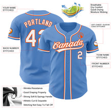 Laden Sie das Bild in den Galerie-Viewer, Custom Powder Blue White-Orange Authentic Baseball Jersey
