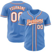 Laden Sie das Bild in den Galerie-Viewer, Custom Powder Blue White-Orange Authentic Baseball Jersey
