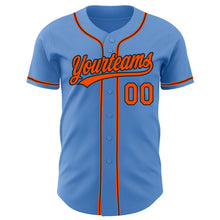 Laden Sie das Bild in den Galerie-Viewer, Custom Powder Blue Orange-Black Authentic Baseball Jersey
