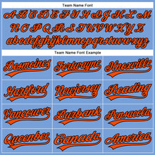 Laden Sie das Bild in den Galerie-Viewer, Custom Powder Blue Orange-Black Authentic Baseball Jersey
