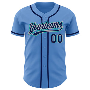 Custom Powder Blue Navy Gray-Teal Authentic Baseball Jersey