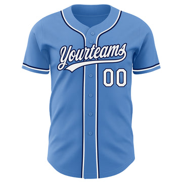 Custom Powder Blue White-Navy Authentic Baseball Jersey