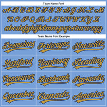 Laden Sie das Bild in den Galerie-Viewer, Custom Powder Blue Old Gold-Navy Authentic Baseball Jersey
