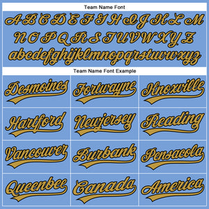 Custom Powder Blue Old Gold-Black Authentic Baseball Jersey